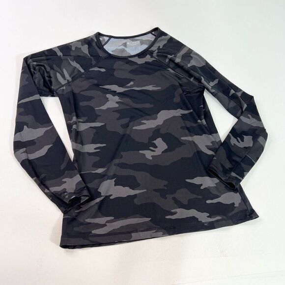 Athleta Tops Womens Large Multi-Color Camo Long-Sleeve Crew Neck Active Top - Picture 1 of 8